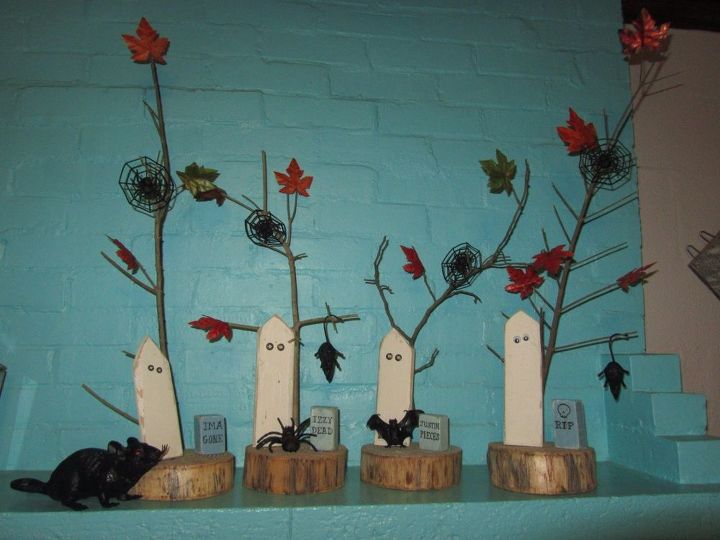 simple halloween recycled ghost in the graveyard, crafts, halloween decorations, how to, painting, seasonal holiday decor