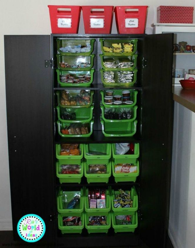 these are the pantry organizing hacks that you ve been waiting for, Store snacks in bins to keep foods separated