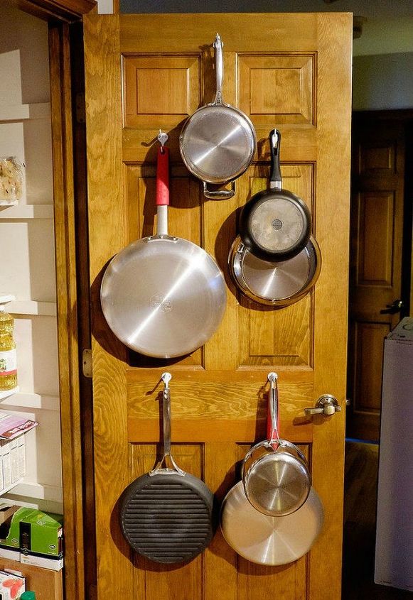 these are the pantry organizing hacks that you ve been waiting for, Install hooks to hold pots and pans