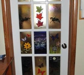 s 13 unique ways to make your front door stand out, curb appeal, doors, Add illustrations to plain glass panels