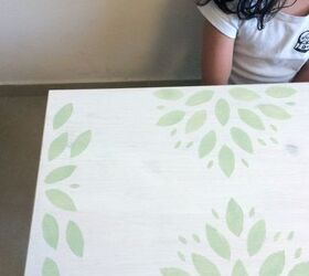 leafy green ikea bench makeover, how to, painted furniture