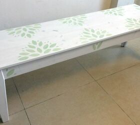leafy green ikea bench makeover, how to, painted furniture
