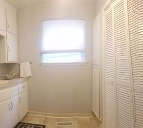 from dingy laundry room bathroom to spacious beautiful space , bathroom ideas, laundry rooms, painting, small bathroom ideas