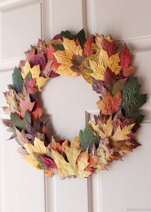 cheap easy diy fall leaves wreath made from real leaves for 0 , crafts, how to, seasonal holiday decor, wreaths