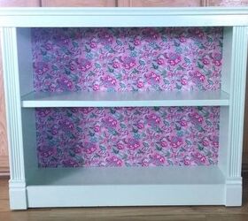 neglected bookshelf puts her tea party dress on, decoupage, painted furniture, shelving ideas