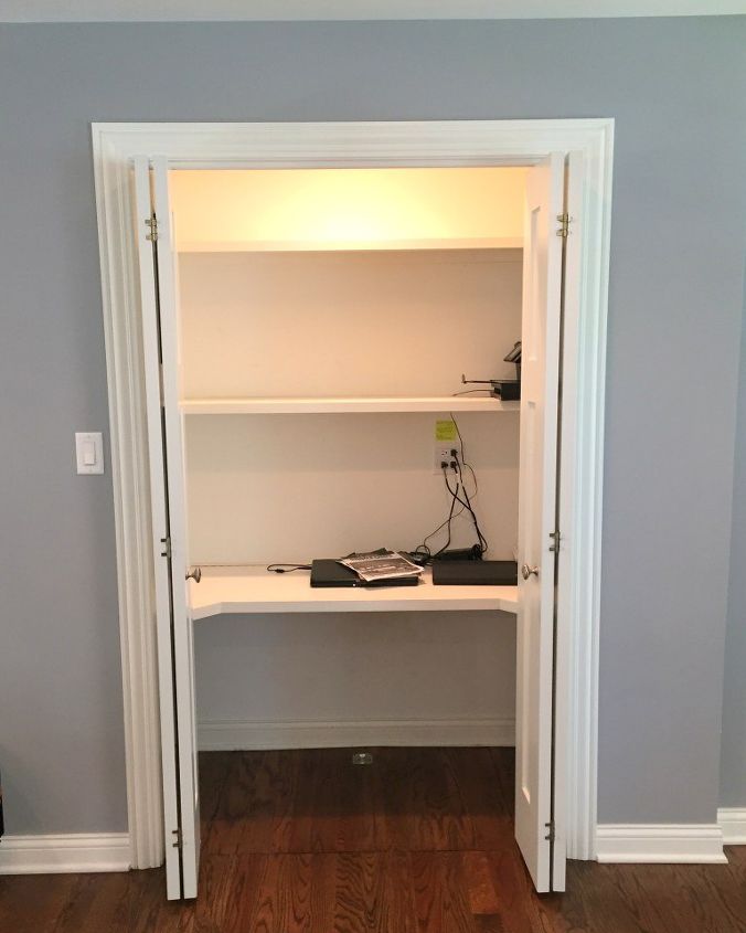 Closet Desk Makeover Hometalk Closet Desk Makeover Home Office Painting Storage Ideas
