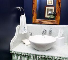 bold update in the powder room is charming, bathroom ideas, interior home painting, painting, small bathroom ideas