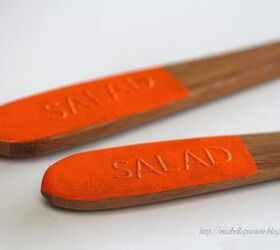 diy letter painted salad servers and a pottery upcycle , crafts, how to, painting