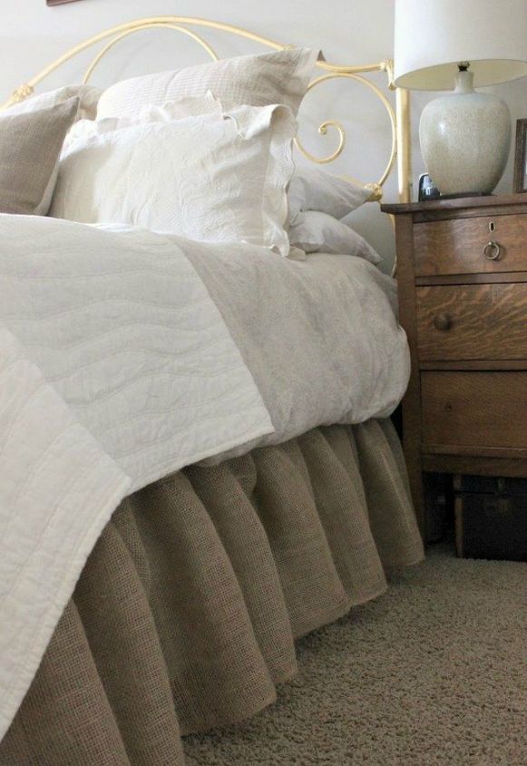 10 doable bed skirts with little or no sewing, This burlap one that screams farmhouse