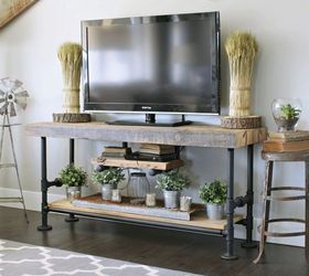 reclaimed wood black pipe tv stand, crafts, entertainment rec rooms, how to, living room ideas