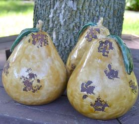 diy fall decor faux concrete pears, crafts, how to, painting, seasonal holiday decor