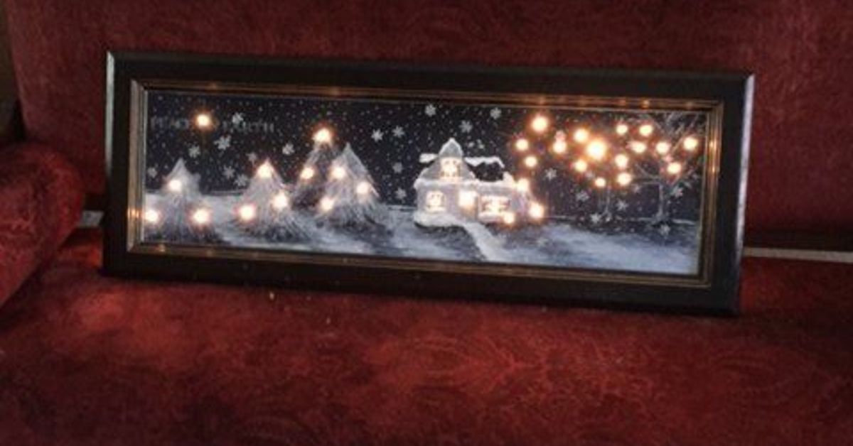 Christmas Scene With Lights Using An Old Kitchen Cabinet
