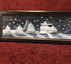 christmas scene with lights using an old kitchen cabinet door , crafts, doors, kitchen cabinets, lighting, painting