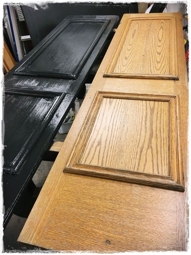 a twist on a barndoor , doors, painting, rustic furniture, wall decor