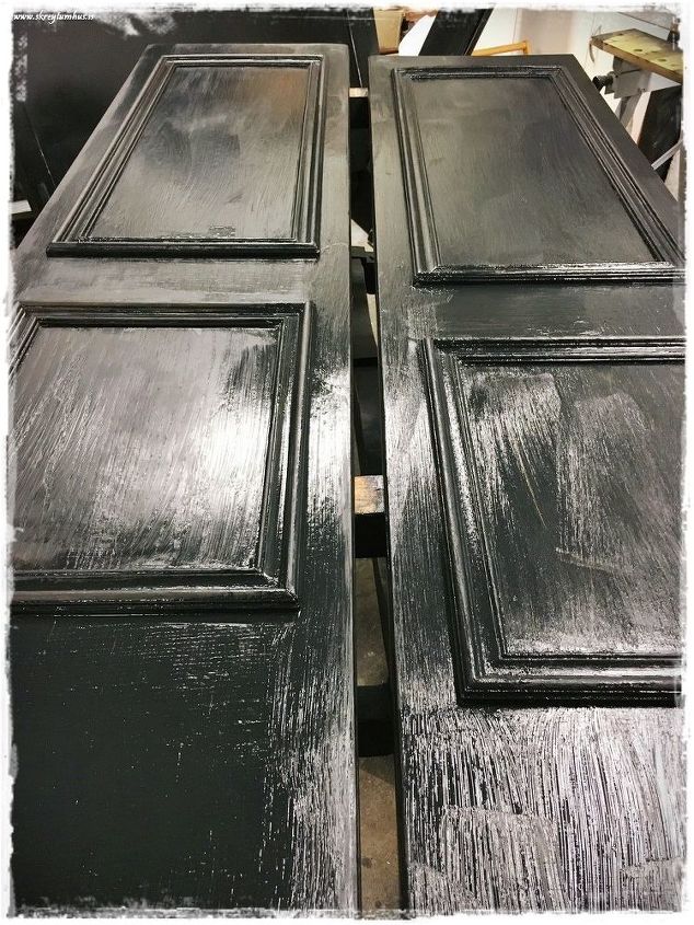 a twist on a barndoor , doors, painting, rustic furniture, wall decor