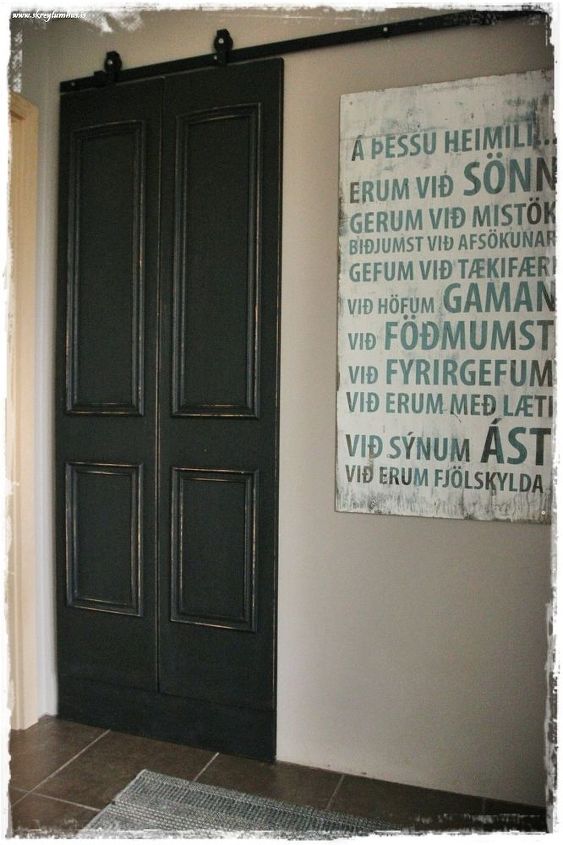 a twist on a barndoor , doors, painting, rustic furniture, wall decor