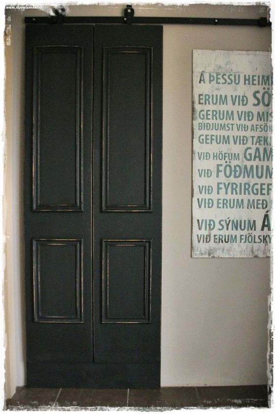 a twist on a barndoor , doors, painting, rustic furniture, wall decor