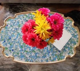 your quick catalog of gorgeous coffee table makeover ideas, This colorful gem top with gold paint
