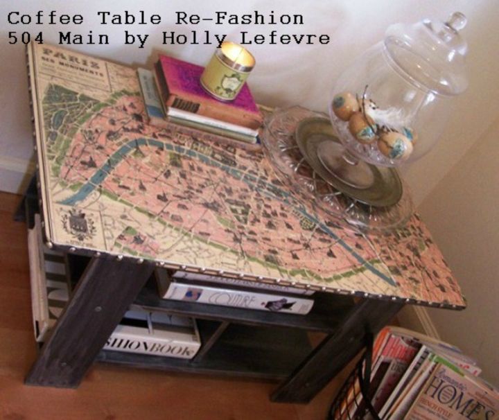 your quick catalog of gorgeous coffee table makeover ideas, This mapped out one with Parisian accents
