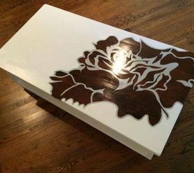 your quick catalog of gorgeous coffee table makeover ideas, This stenciled one with a dark rose