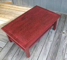 your quick catalog of gorgeous coffee table makeover ideas, This red one with a faux leather print