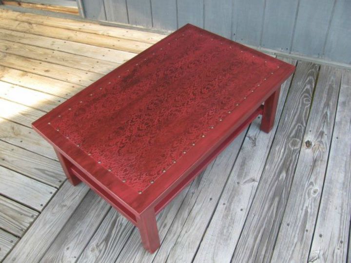 your quick catalog of gorgeous coffee table makeover ideas, This red one with a faux leather print