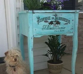 s 12 wildly creative ways to use your old sewing table, painted furniture, Turn it into a planter box for your porch