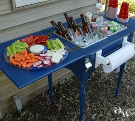 s 12 wildly creative ways to use your old sewing table, painted furniture, Or into this food and beverage station