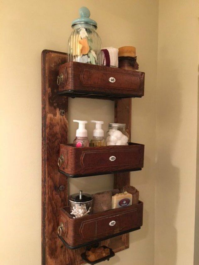 s 12 wildly creative ways to use your old sewing table, painted furniture, Upcycle it into vintage bathroom shelves