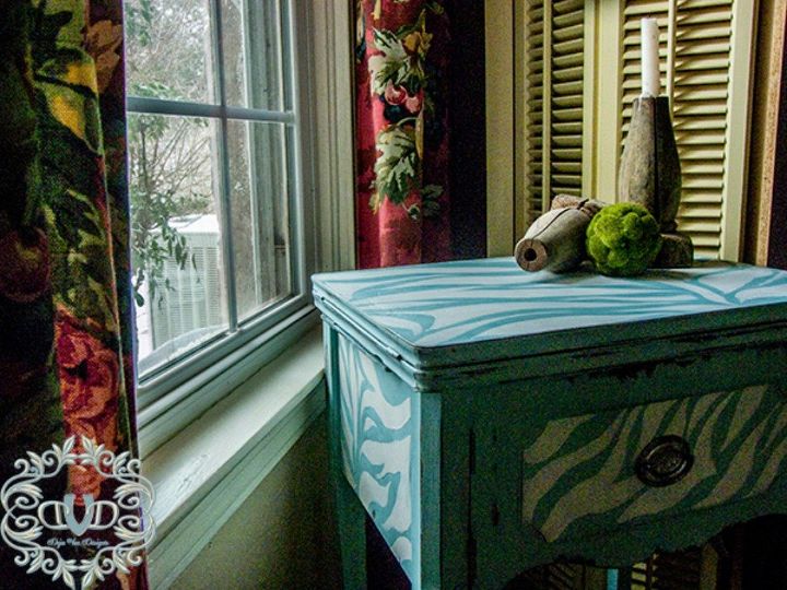 s 12 wildly creative ways to use your old sewing table, painted furniture, Paint it with a pattern and texture