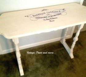 s 12 wildly creative ways to use your old sewing table, painted furniture, Stencil it with calligraphy