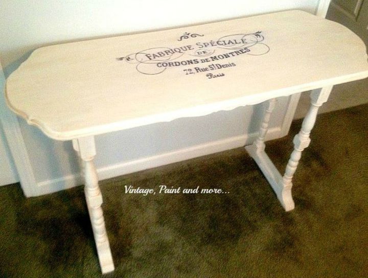s 12 wildly creative ways to use your old sewing table, painted furniture, Stencil it with calligraphy
