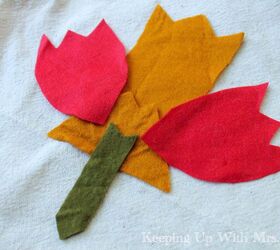 fall themed maple leaf appliqu d pillow made from fabric scraps , crafts, how to, seasonal holiday decor, reupholster