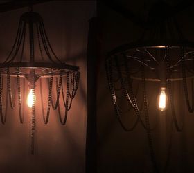 bicycle wheel and chain chandelier