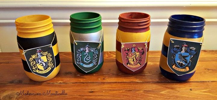 harry potter painted mason jar pencil holders, crafts, mason jars