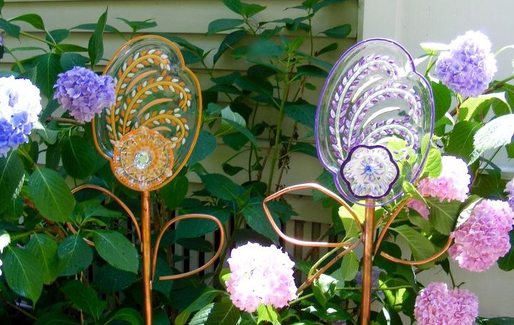more of my glass floral garden art , crafts, gardening