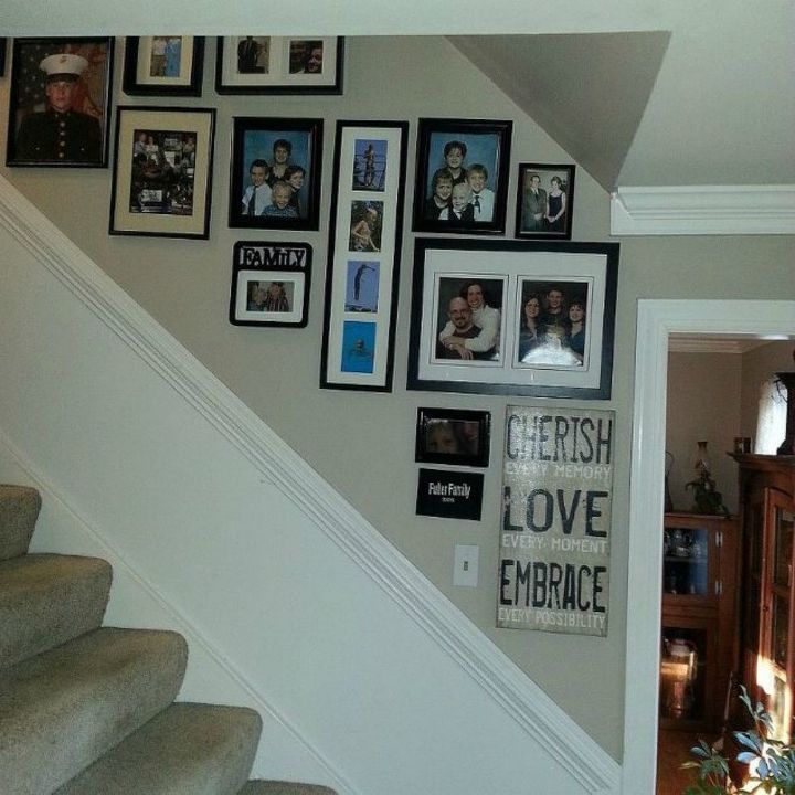 if your stairway walls are empty here s what you re missing, A cascading wall of loving words and photos