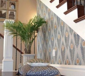if your stairway walls are empty here s what you re missing, A tri colored stencil design