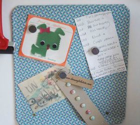 s don t throw out that old cookie sheet before you see these ideas, repurposing upcycling, Add fabric for a stylish magnetic board