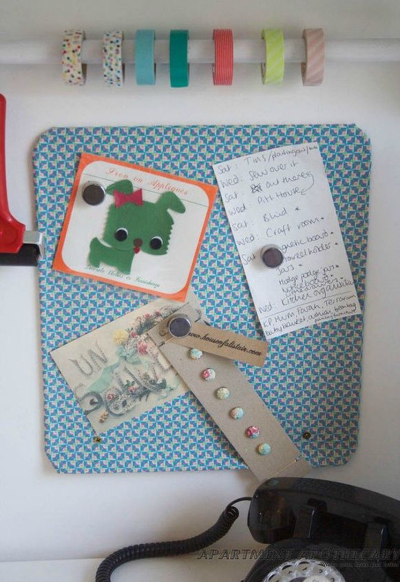 s don t throw out that old cookie sheet before you see these ideas, repurposing upcycling, Add fabric for a stylish magnetic board