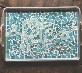 s don t throw out that old cookie sheet before you see these ideas, repurposing upcycling, Glue on mosaic for a colorful serving tray