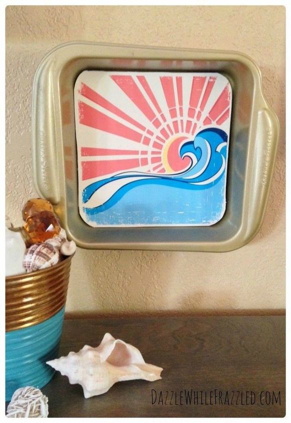 s don t throw out that old cookie sheet before you see these ideas, repurposing upcycling, Turn it into beach wall art