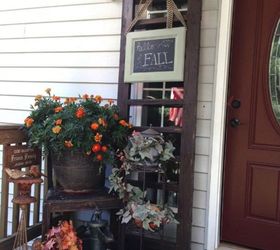 s these 17 fall porch ideas will give you that yummy warm feeling, porches, This welcome fall porch sign on a ladder
