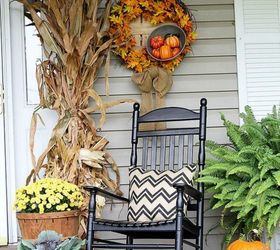 s these 17 fall porch ideas will give you that yummy warm feeling, porches, The dried and tall cornstalks on the door