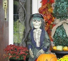 s these 17 fall porch ideas will give you that yummy warm feeling, porches, This creepy but cute halloween skeleton