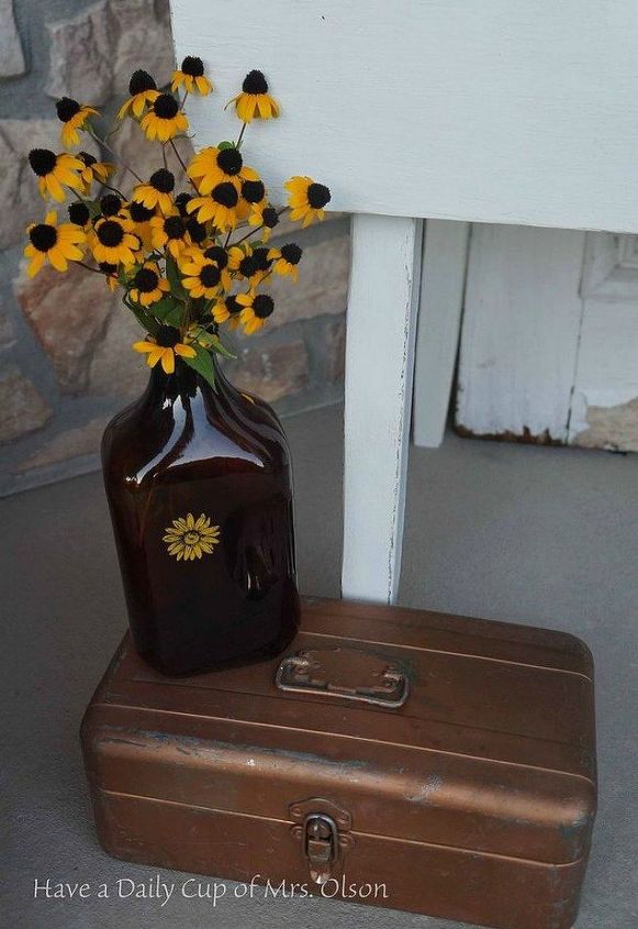 s these 17 fall porch ideas will give you that yummy warm feeling, porches, This brown accented copper tool box