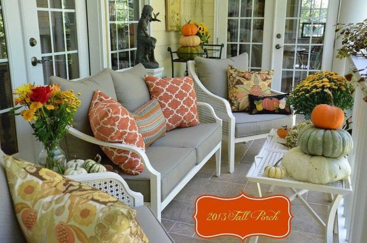 s these 17 fall porch ideas will give you that yummy warm feeling, porches, The rust colored pillows on porch chairs