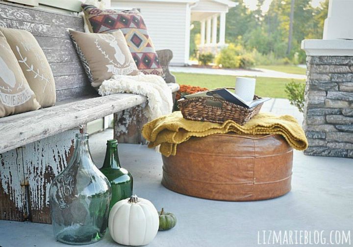 s these 17 fall porch ideas will give you that yummy warm feeling, porches, This vintage leather ottoman