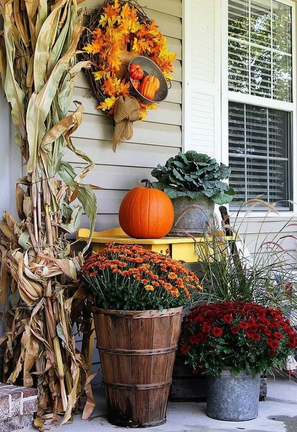 s these 17 fall porch ideas will give you that yummy warm feeling, porches, The cute hanging bowl with tiny pumpkins