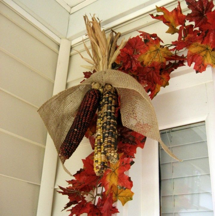 s these 17 fall porch ideas will give you that yummy warm feeling, porches, The bright flower garland with Indian corn